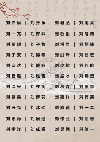 2021年刘姓男孩单字名
