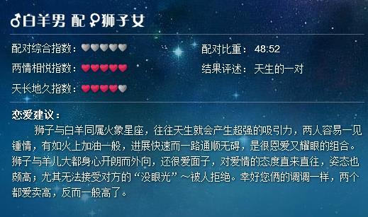 白羊男和射手女配对指数