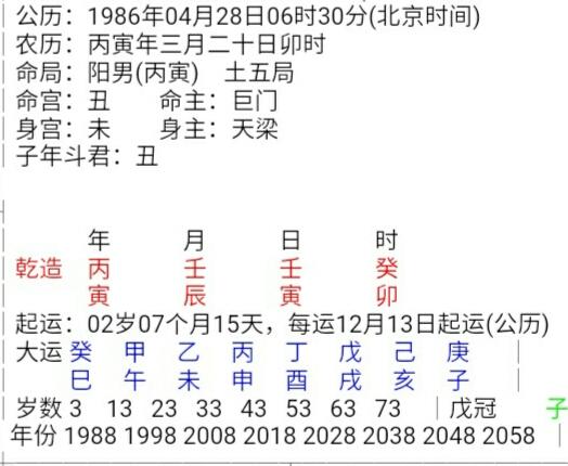 八字算命之男八字