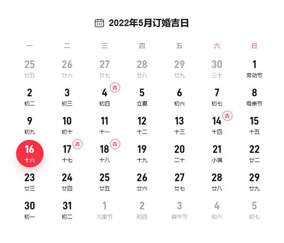 2022年5月黄道吉日