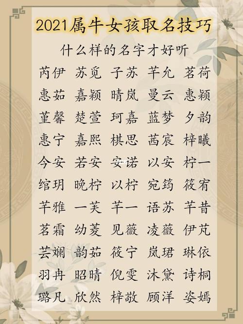 2021属牛女孩名字大全,最吉利的女宝宝名字