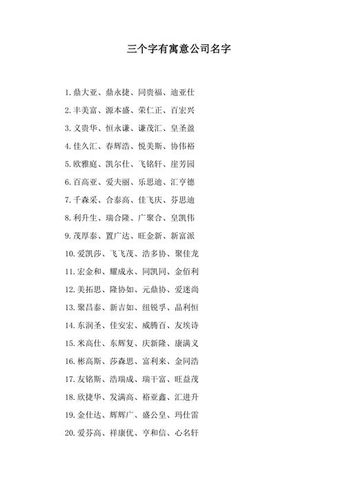好听有寓意的公司名字大全,公司宜用字推荐