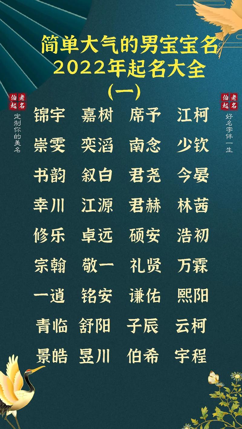 精选名字男孩简单大气