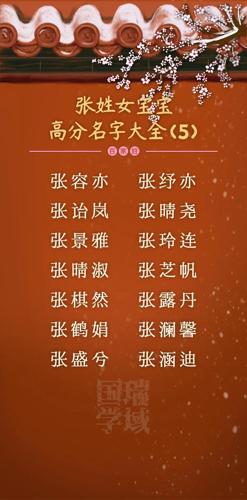 张姓女孩100分好名字大全