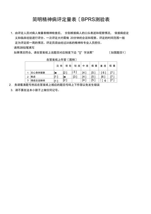精神病自评量表bprs