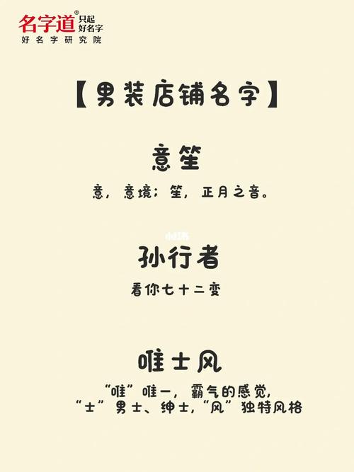 卖男装起什么店名好
