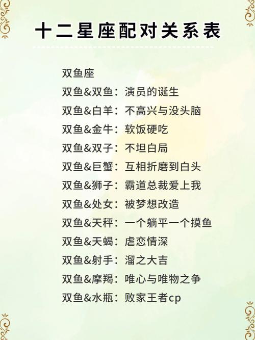 十二星座配对表