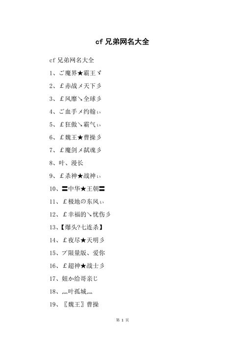 7兄弟游戏名字 七兄弟网名大全