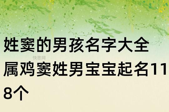 靓极了 好听有内涵的窦姓男宝宝名字