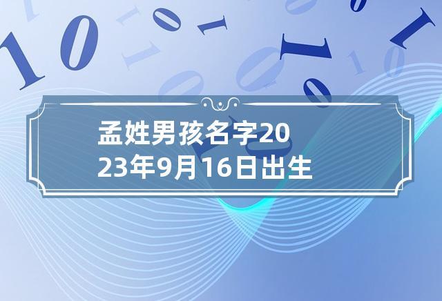 9月出生孟姓男宝宝名字