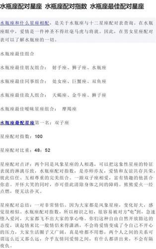 水瓶座和水瓶座配对指数是百分之几