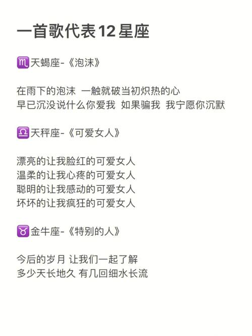 适合12星座的励志歌曲