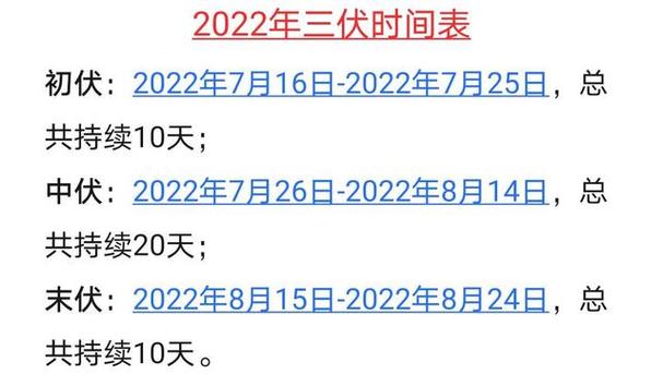 2022年入伏是几月几号几点几分