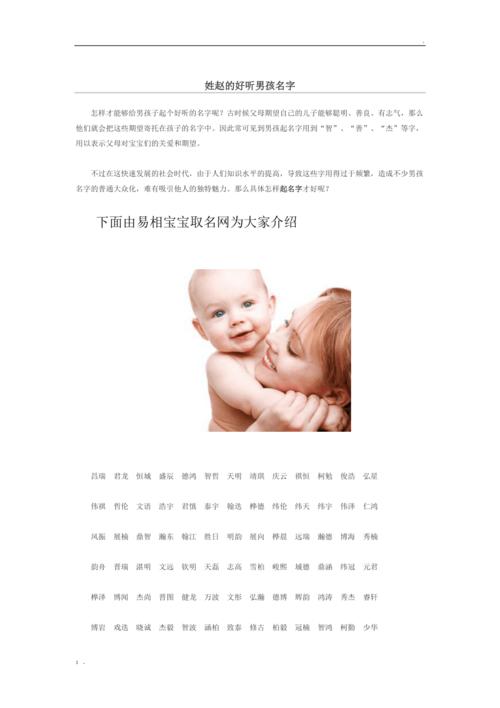 姓赵男宝建议使用的名字