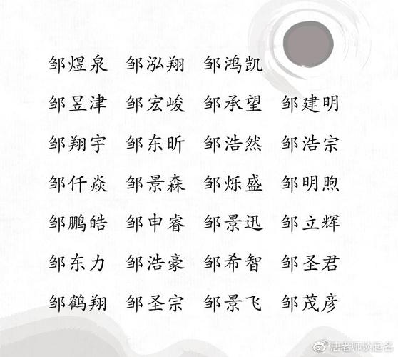 邹姓男孩名字高端大气的有哪些