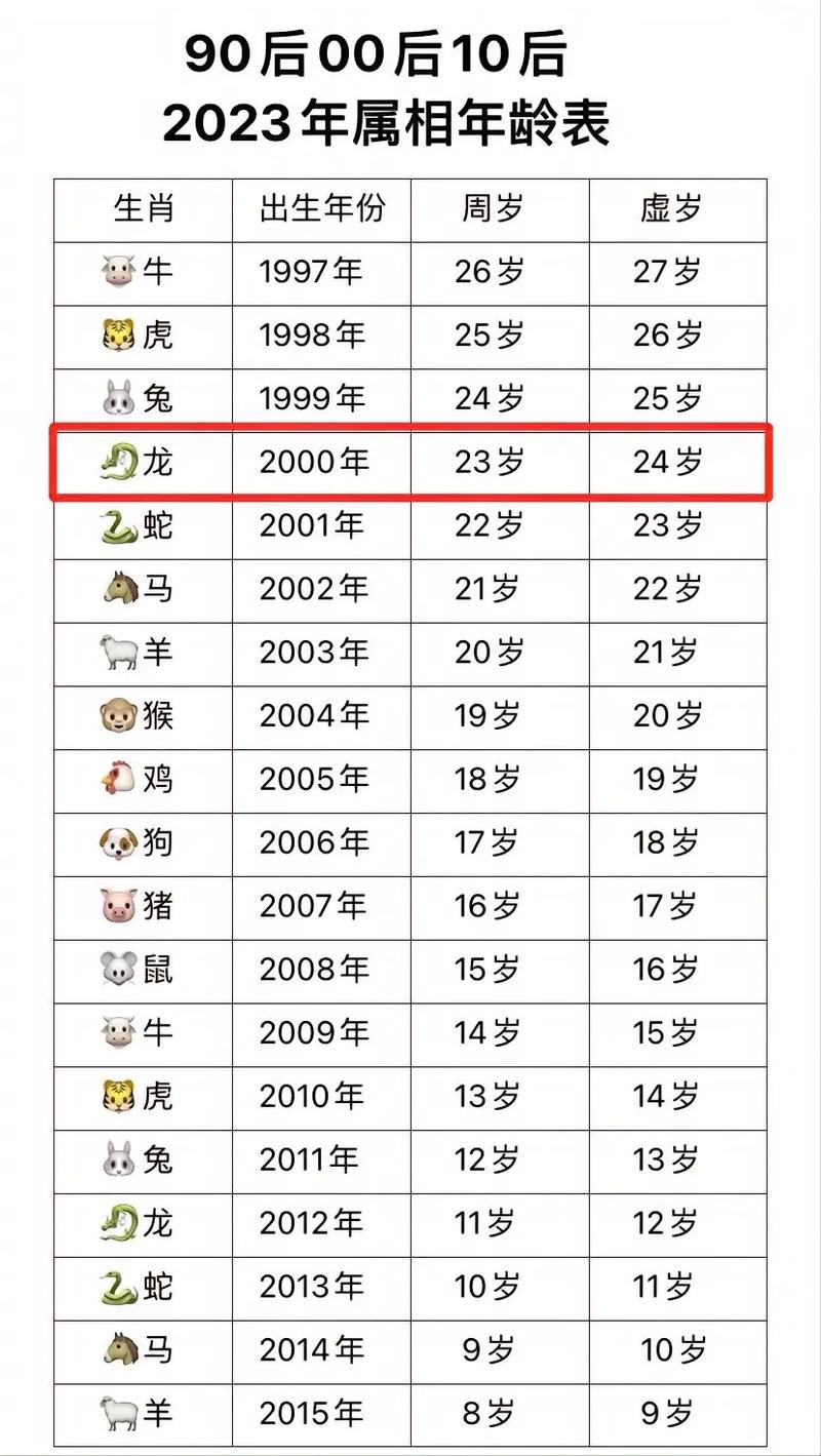 属龙的年龄表