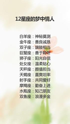 十二星座的梦中情人概述!