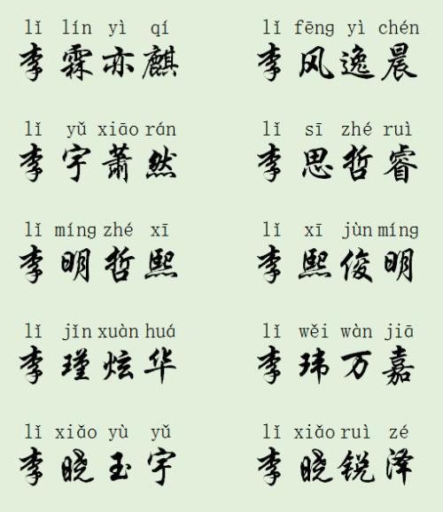 姓李四个字的名字男孩