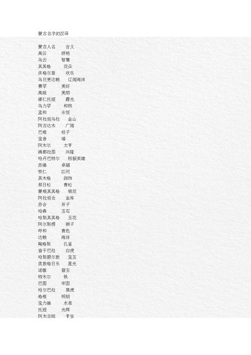 最新的蒙古族男孩子名字大全