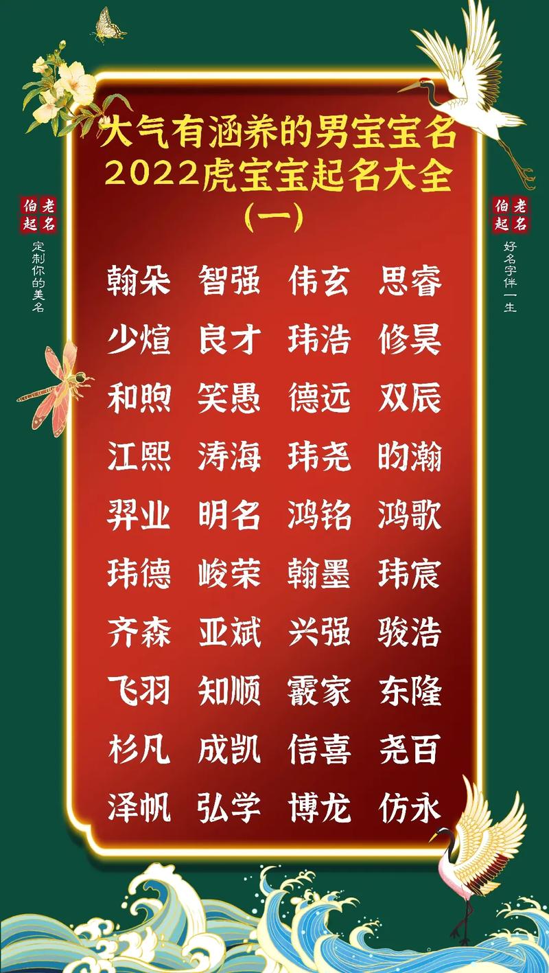 寓意好听涵养的虎宝宝名字