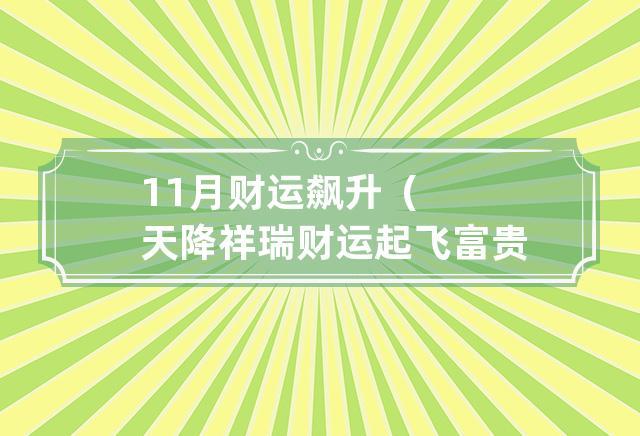 11月财运飙升(天降祥瑞财运起飞 富贵进门的4大星座)