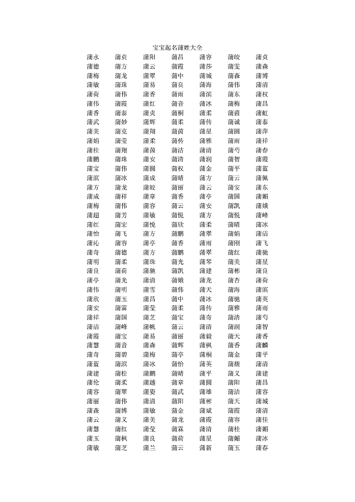 男孩带蒲字取名