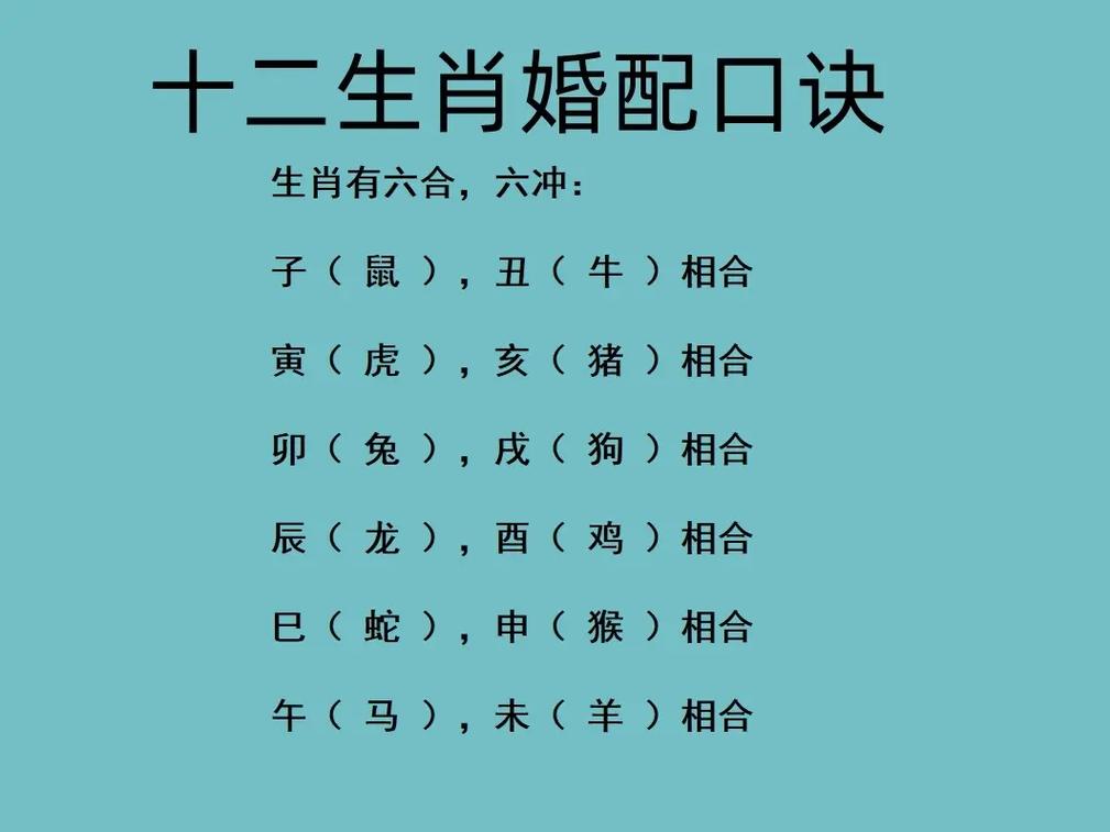 12生肖属相婚配配对口诀