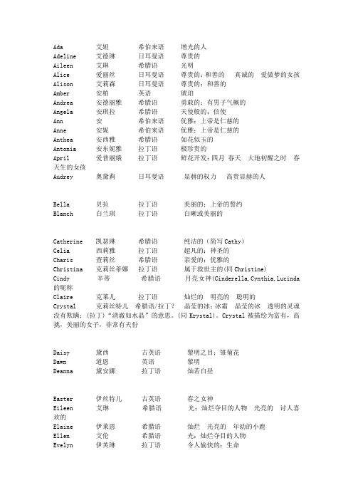 英文名Ada的寓意
