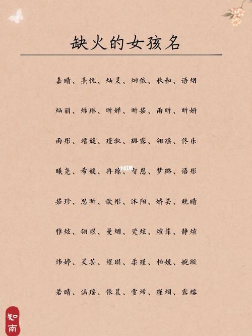 缺火金的女孩名字大全集