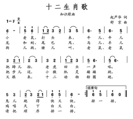 十二生肖歌,十二生肖口诀歌