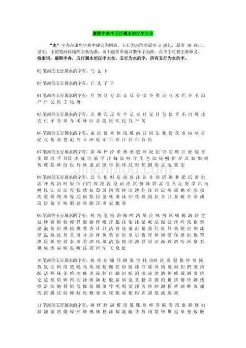 五行属水的字 五行属水的字有哪些
