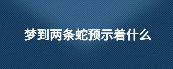 梦到两条蛇预示着什么