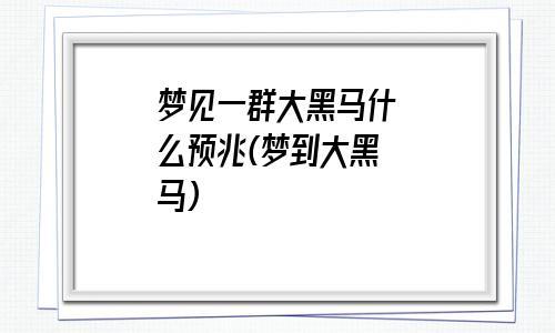 梦见黑马是什么意思