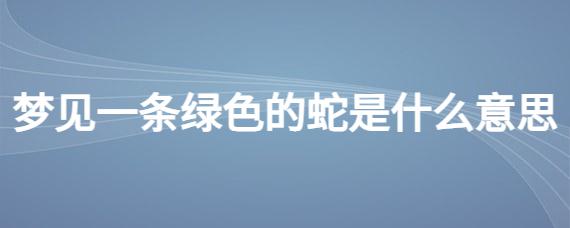 周公解梦 梦见：绿蛇