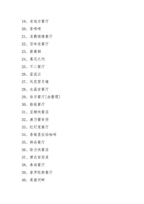 个性餐厅名字大全