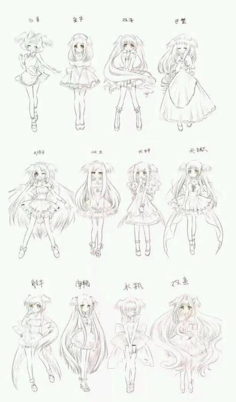 十二星座素描手绘