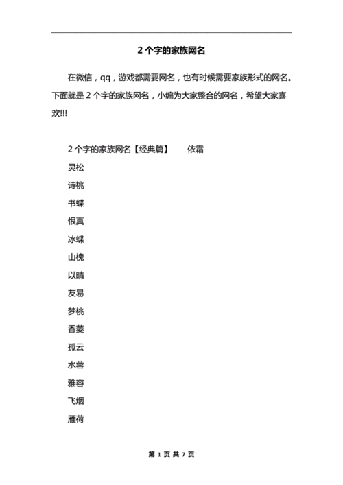 有创意的家族名字大全