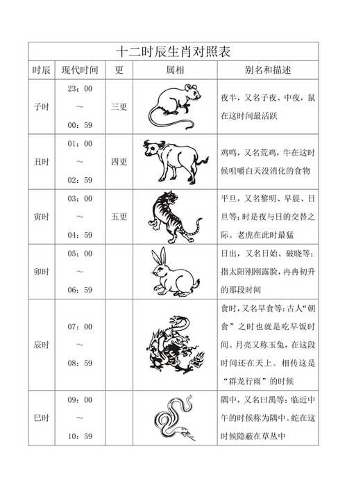 十二生肖对应哪些时辰