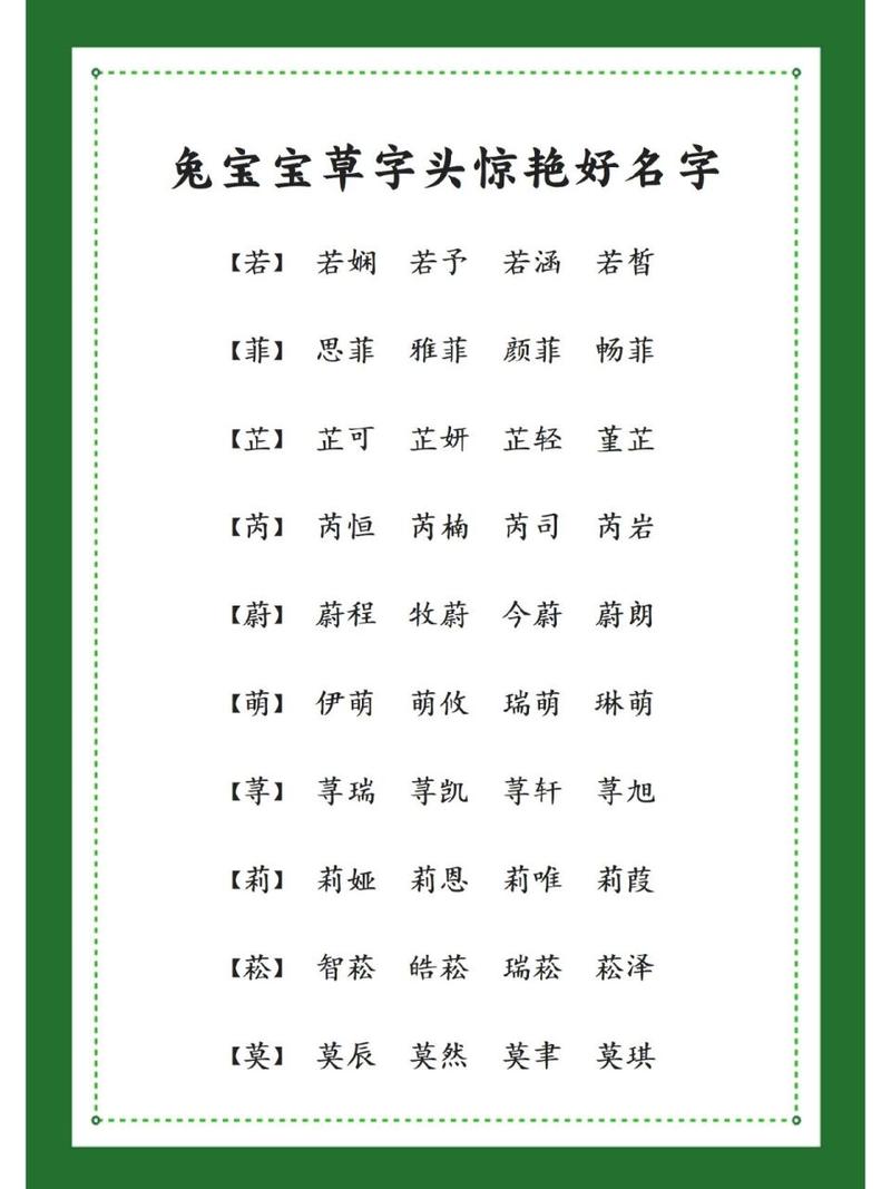 带草字头的女孩名字大全