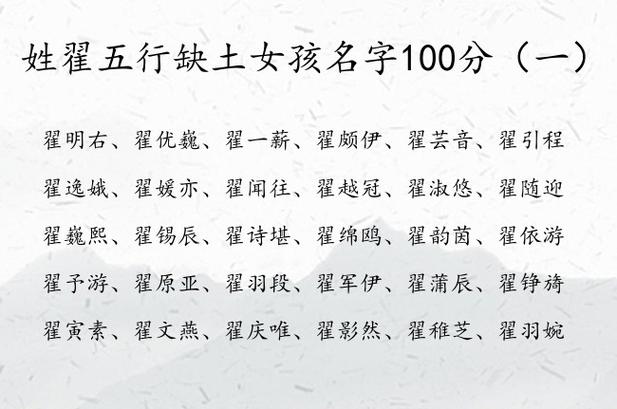 姓翟洋气点的女孩名字推荐