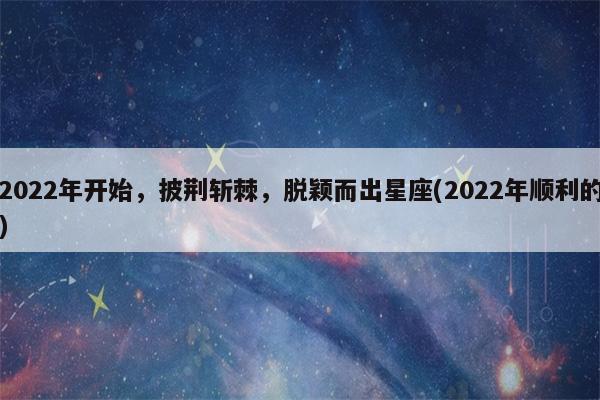 从2022年开始,披荆斩棘,脱颖而出星座