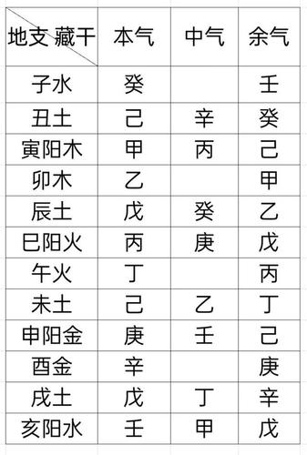地支藏干表 地支藏干表有什么规律
