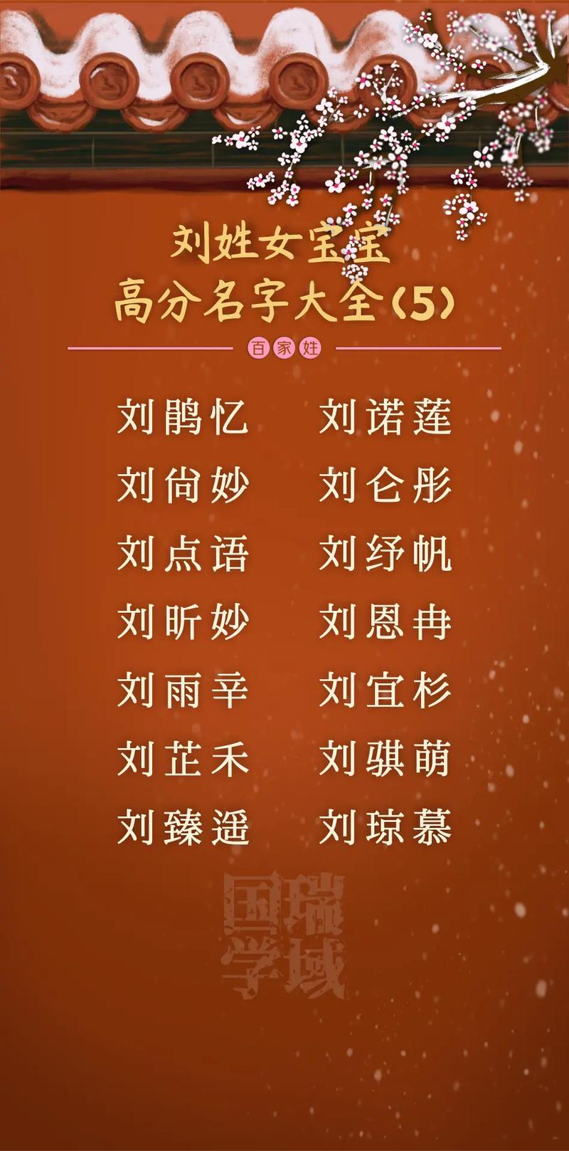 女孩最好听的名字姓刘