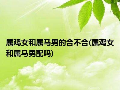 属马男和属鸡女配吗?