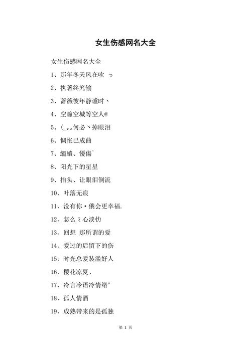 好听的伤感网名大全