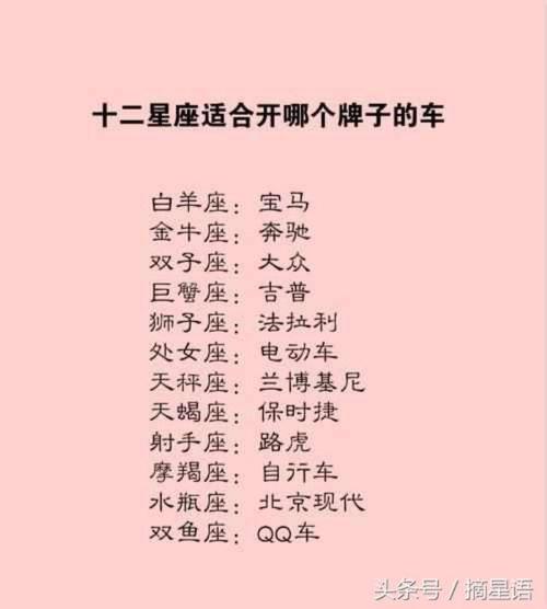 12星座最适合买什么牌子的车