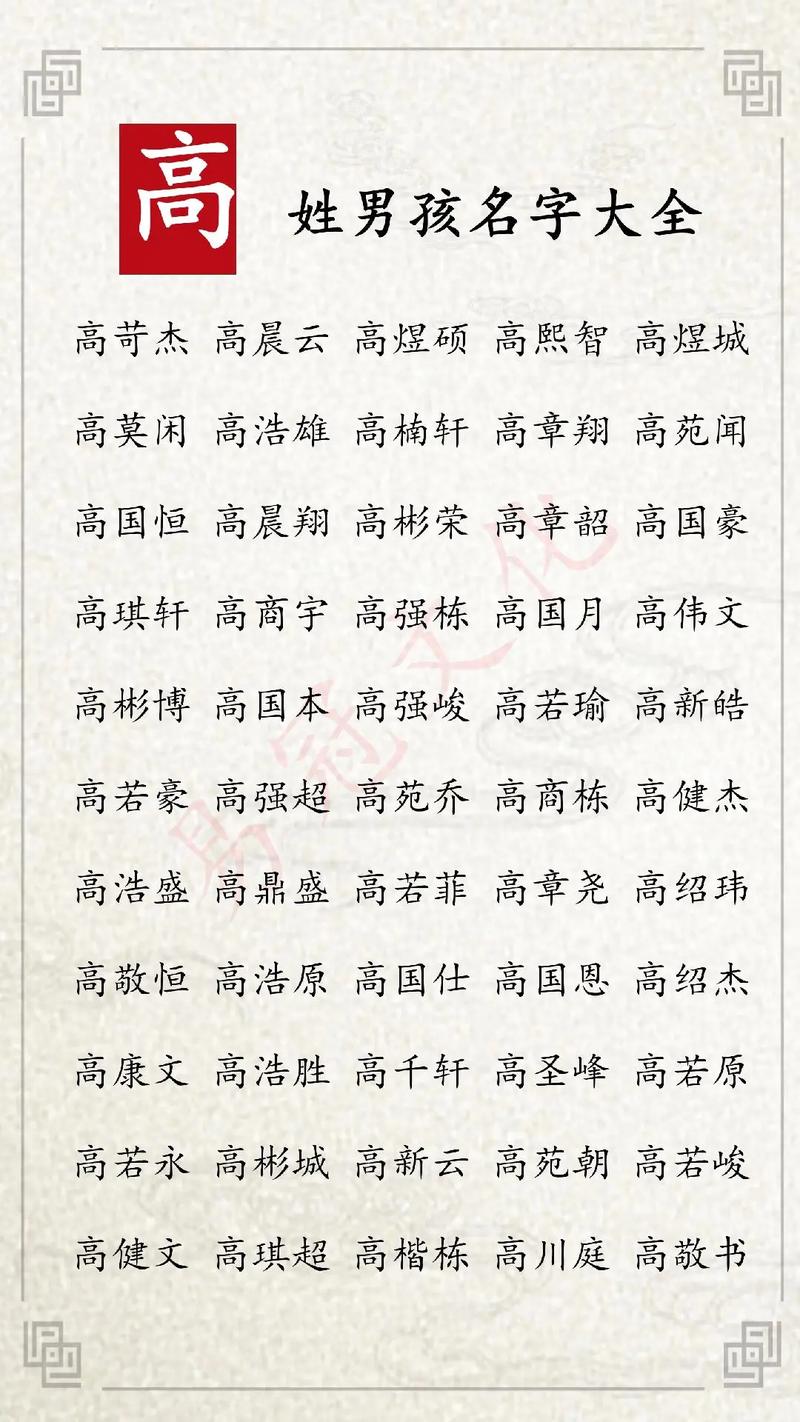 取名姓高男孩名字大全