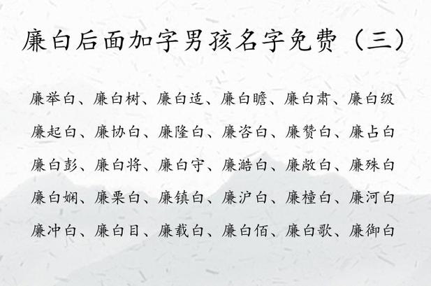 带白字的男孩名字大全双字