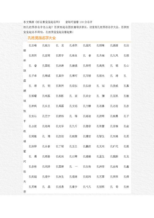 孔姓马年男宝宝名字