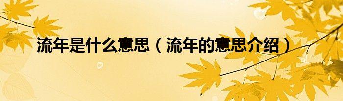 流年是什么意思?